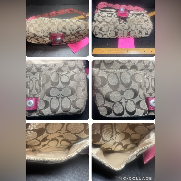 VINTAGE LN Coach Signature Textile Jacquard & leather handbag Braided strap - Picture 14 of 15